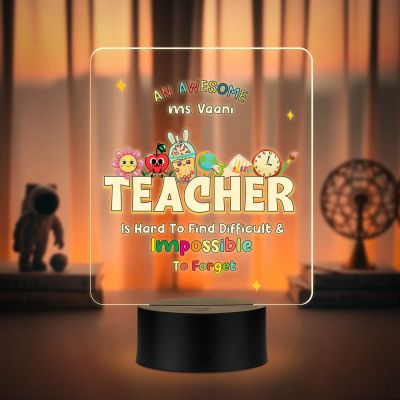 Personalized Teacher LED Night Lamp Custom with Name Birthday Gift for Teacher School Teacher Gift from Student Thank You Gifts for Teacher from Students (Warm White Light)